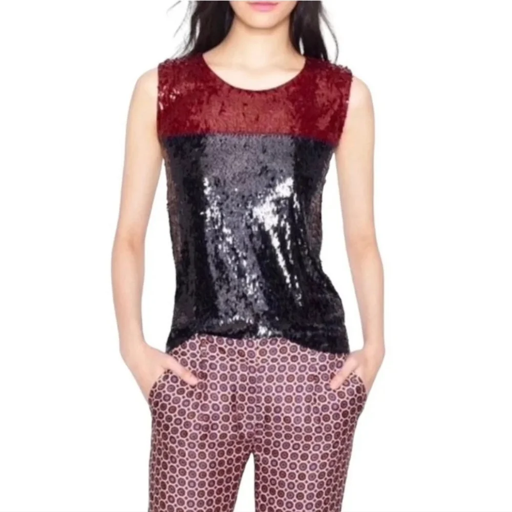 ❤️ NWOT! J CREW COLLECTION COLORBLOCK SEQUIN TANK TOP, MEDIUM